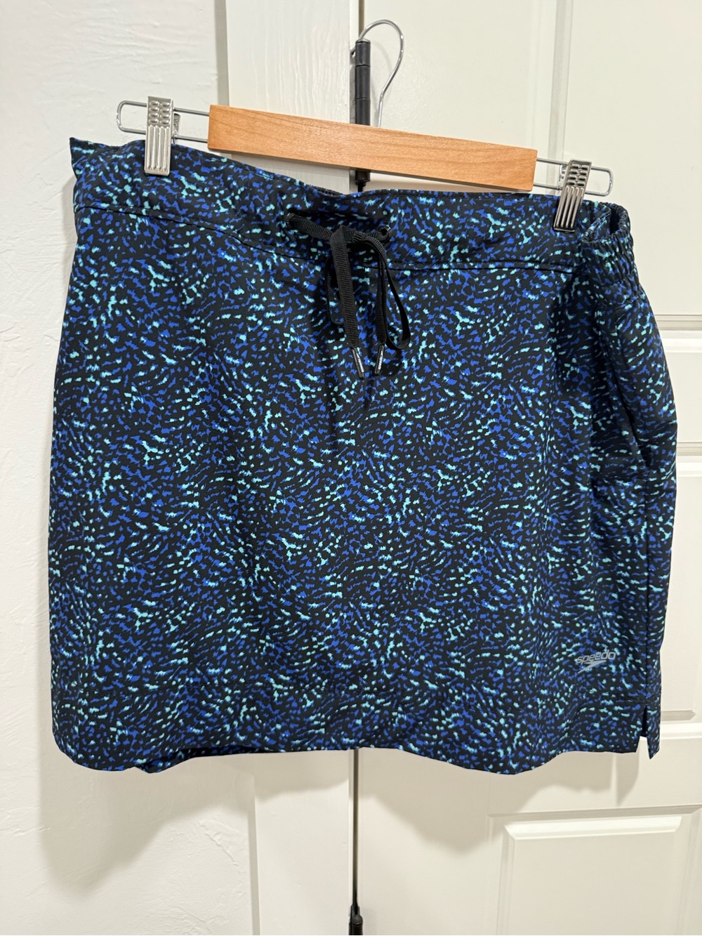 Women's Skort with Drawstring - Blue Speckle with shorts attached